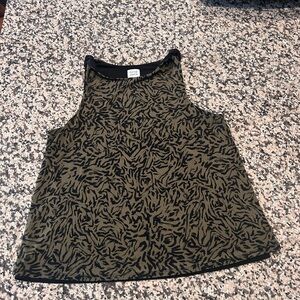 Peter Jensen Olive Green & Black Abstract Print Sleeveless Blouse – Twist Should